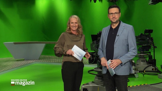 Harriet Heise und Christopher Scheffelmeier im Studio des Schleswig-Holstein Magazins. © Screenshot 