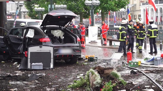 Eine Unfallstelle am Hamburger Jungfernstieg. © Screenshot 