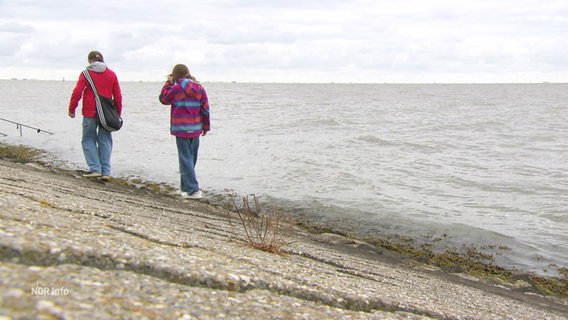 Zwei Kinder laufen bei grauem Wetter am Wasser entlang. © Screenshot 