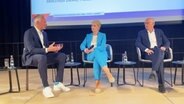 Manuela Schwesig und Peter Tschentscher sitzen auf einer Bühne im Rahmen der Ludwigsluster Gespräche. © Screenshot 