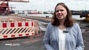 Melanie Leonhard im Gespräch am Hamburger Hafen. © Screenshot 
