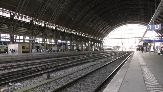 Ein leerer Bahnhof mit unbefahrenen Schienen. © Screenshot 