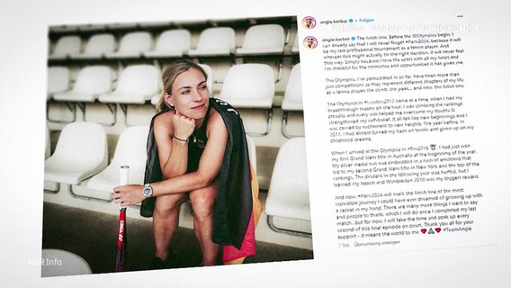 Angelique Kerbers Online-Post zum Ende ihrer Karriere. © Screenshot 