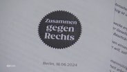 Briefkopf mit einem Logo mit der Aufschrift: "Zusammen gegen Rechts". © Screenshot 
