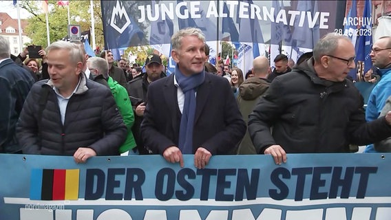 Björn Höcke bei einer Demonstration mit Parteikollege Leif-Erik Holm. © Screenshot 