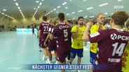 Die Spieler von zwei gegnerischen Handballmannschaften klatschen sich ab. © Screenshot 