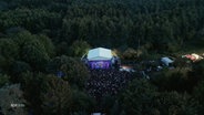 Vogelperspektive auf das Festivalgelände von "Jamel rockt den Förster". © Screenshot 