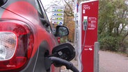 Ein E-Auto wird an einer Ladesäule aufgeladen. © Screenshot 