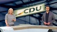 Moderationsduo Harriet Heise und Christopher Scheffelmeier im Studio. © Screenshot 