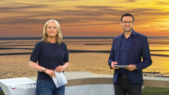 Harriet Heise und Christopher Scheffelmeier im Studio des Schlesweig-Holstein Magazins. © Screenshot 