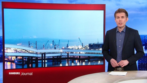 Moderator Carl-Georg Salzwedel im Studio des Hamburg Journals © Screenshot 