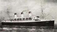 Eine schwarz,weiße Aufnahme des Transatlantikliners "Cap Arcona". © Screenshot 