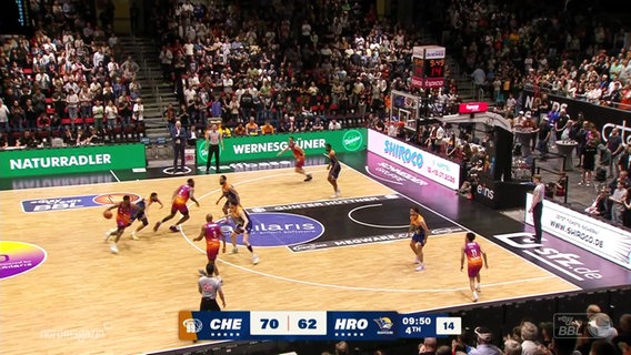 Szene aus einem basketballspiel Chemnitz - Seawolves. © Screenshot 