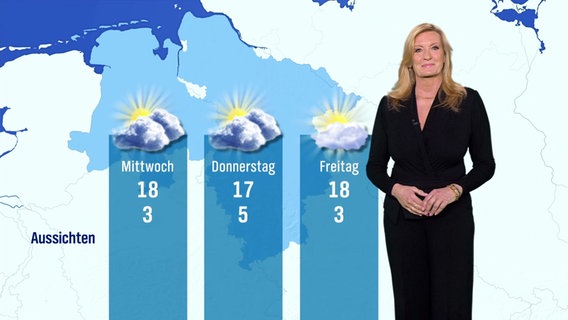 Eine Meteorologin steht vor einer Wettergrafik. © Screenshot 