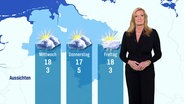 Eine Meteorologin steht vor einer Wettergrafik. © Screenshot 