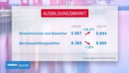 Eine Grafik zeigt in Zahlen die Zu- und Abnahmen bei den Azubis in Hamburg. © Screenshot 