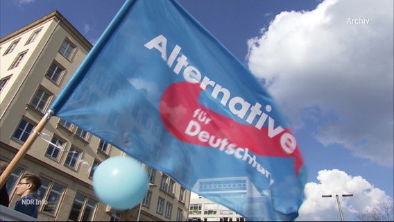 Eine Fahne mit dem Logo der AfD. © Screenshot 