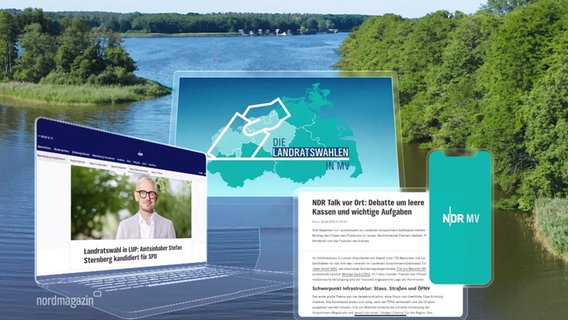 Eine Collage zeigt NDR Infos zu den Landratswahlen in MV. © Screenshot 