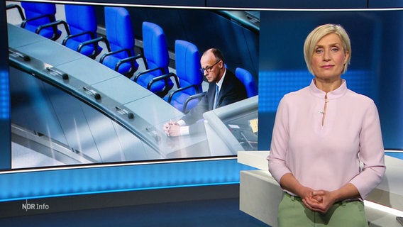 Susanne Stichler moderiert NDR Info um 21:45 Uhr. © Screenshot 