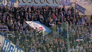 Hansa-Fans stehen auf einer Tribüne. © Screenshot 