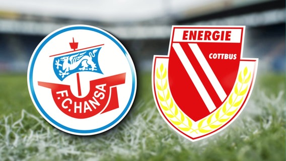 Die Logos der Fußballvereine FC Hansa Rostock und Energie Cottbus. © Screenshot 