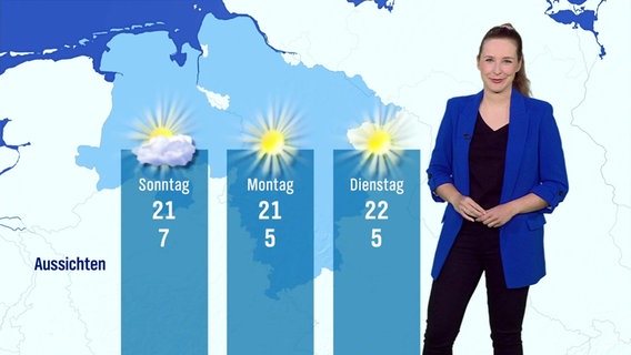 Eine Meteorologin steht vor einer Wettergrafik. © Screenshot 