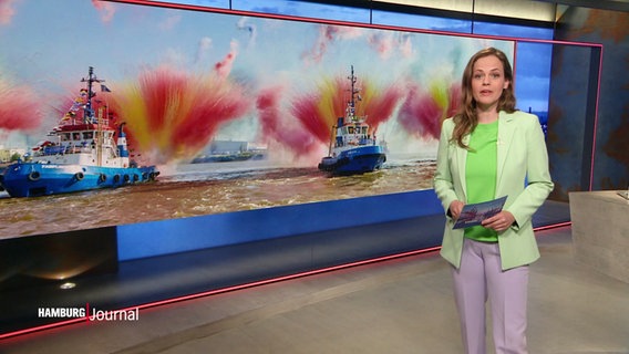 Moderatorin Harriet von Waldenfels im Studio des Hamburg Journals. © Screenshot 