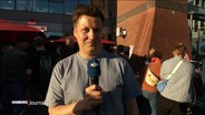 Sebastian Rieck berichtet vom Clubheim im Millerntor-Stadion. © Screenshot 