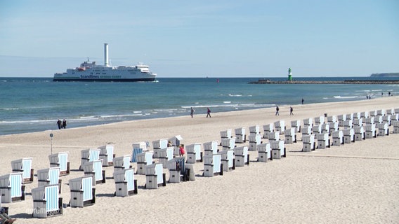 Strandkörbe stehen an einem Strandabschnitt. © Screenshot 