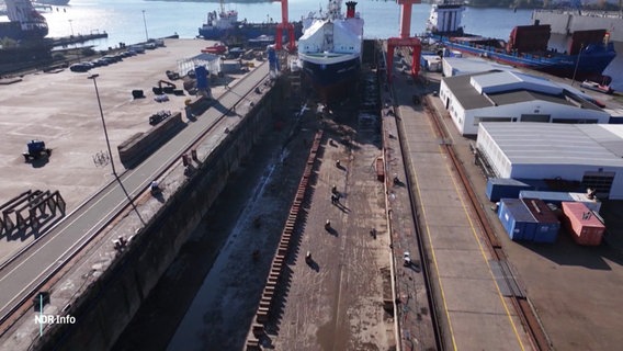 Ein Schiff in einer Werft. © Screenshot 
