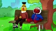 .Bert und Elmo auf der Bank © NDR 