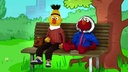 .Bert und Elmo auf der Bank  