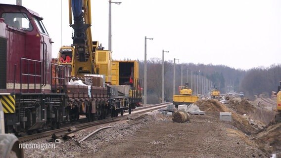 Die Bahnbaustelle Kronshof bei Bad Kleinen.  