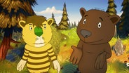 Die Figuren Tiger und Bär im Animationsfilm "Janosch: Komm, wir finden einen Schatz".  