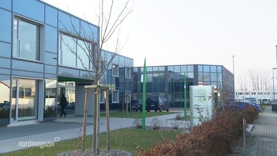 Eingangsbereich der Firma Cheplapharm in Greifswald.  