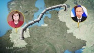 Eine Grafik zeigt, wie eine Comic-Pipeline von Russland nach Deutschland führt.  