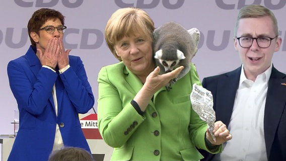 Merkel mit Äffchen auf der Schulter  