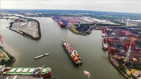 Luftaufnahme vom Hamburger Hafen  