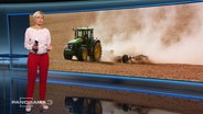 Susanne Stichler mit Traktor im Hintergrund  