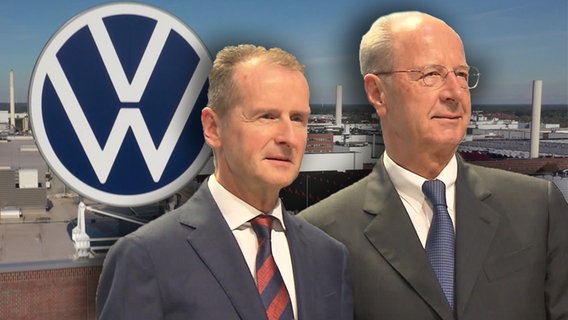 VW-Chefs Herbert Diess und Hans-Peter Pösch.  