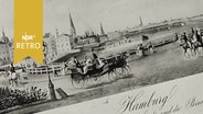 Buch mit Bildausschnitt einer historischen Stadtansicht von Hamburg  