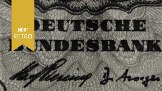 Ausschnitt aus einem 20-DM-Schein mit dem Schriftzug "Deutsche Bundesbank" (1963)  