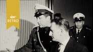 Der Kriegsverbrecher und Agent Hans-Walter Zech-Nenntwich als Angeklagter bei einem Gerichtstermin im Januar 1965 vor dem Landgericht Braunschweig  