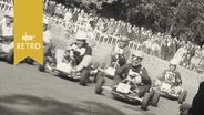 Go-Kart-Fahrer auf der Bahn bei der deutschen Meisterschaf 1961 in Bad Oldesloe  