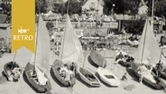 Zahlreiche kleine Segelboote am Strand - zur Kieler Woche 1961  