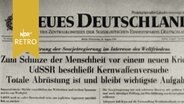 Titelseite des Parteiorgans "Neues Deutschland" zur Bekanngabe sowjetischer Atomversuche 1961  