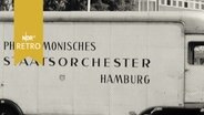 LKW des Philharmonischen Staatsorchesters Hamburg parkt am Flughafen (1962)  