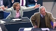 Wild gestikulierende Beatrix von Storch und Armin Paul Hampel von der AfD.  