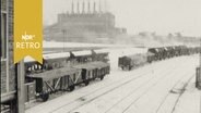 Blick auf Güterzüge und Gleise der Grube "Hannoversche Treue" im Winter 1963  