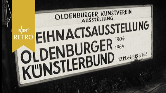 Schild "Oldenburger Kunstverein. Weihnactsausstellung" so geschrieben mit Druckfehler - 1964  